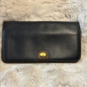 Dunhill long black and brown leather wallet Unisex